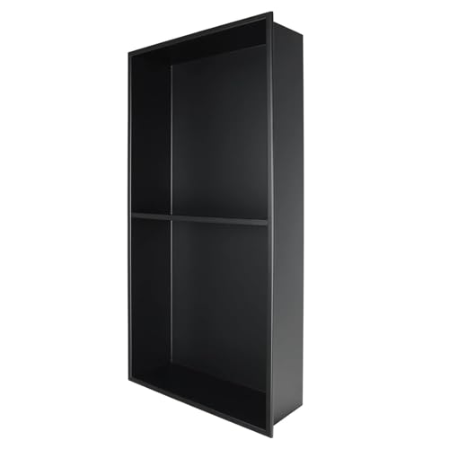 Shower Niche 24" X 12" Black, Stainless Steel Wall Niche | Double Shelves,No Tile Needed,Over Mount Installation,Recessed Shower Shelf for Bathroom Storage - color: Black, size: 24" x 12"