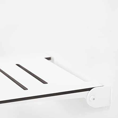Seachrome 18 inch Silhouette Slimline Folding Wall Mount Shower Bench Seat, White Seat with White Frame - color: White Seat With White Frame
