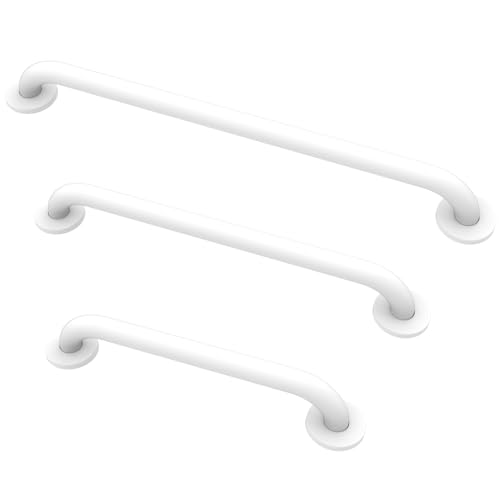 Grab Bar Bundle for ADA Compliance, White Stainless Steel 1.5" Diameter 3-Piece Set (18", 36", 42") for Commercial Restrooms & Shower Safety Bars for Seniors - color: White