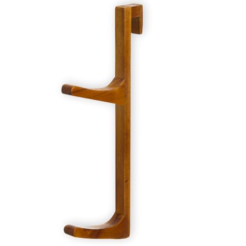 TERRA HOME Towel Hooks for Shower Glass Door - Natural Wood, Heavy Duty, Moisture Proof, Large Hooks - Shower Door Towel Hook - No Drill Bathroom Organizer