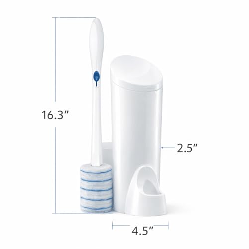 Disposable Toilet Bowl Cleaning Wand System with Replaceable Scrubbing Heads, Handle and Single-Use Refills for Bathroom Cleaning