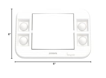 JERDON Lighted Makeup Mirror with 5X Magnification - White - J1015 | Two-Sided 6" x 6" Square Frame, Glare-Free Lighting