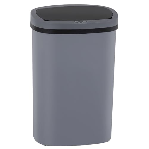 PayLessHere | 13 Gallon Plastic Trash Can | Gray | Automatic Touchless Lid with Motion Sensor | Kitchen Garbage Can with Waterproof Design | for Home, Office, Bathroom | Pack of 1 - color: Gray