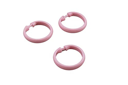 12 Piece Plastic Basic Locking Round Hook Easy Gliding Shower Curtain Rings Fits All Standard Size Shower Rods - color: Pink