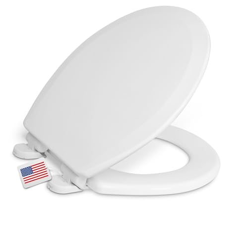 Centoco Round Toilet Seat, Slow Close, Wood Core/Plastic Finish, USA, White | Heavy-Duty Wood Core with Plastic Scratch-Resistant Finish, Made in the USA, DSAMAZ7SC-001 - color: White, size: Slow Close Round