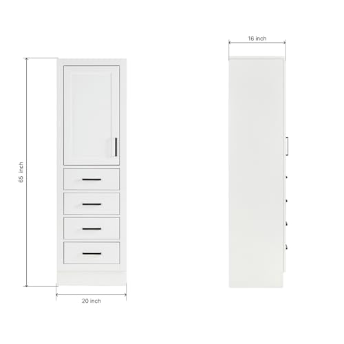 ARIEL Bathroom Storage Cabinet - Solid Hevea Wood and Fully Assembled for Long-Lasting Durability and Sophisticated Finish - color: White, style: Hepburn