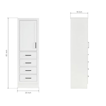 ARIEL Bathroom Storage Cabinet - Solid Hevea Wood and Fully Assembled for Long-Lasting Durability and Sophisticated Finish - color: White, style: Hepburn