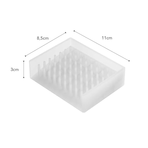 Yamazaki Home Self Draining Soap Tray - Floating Holder Dish for Sink, Silicone, No Assembly Req. | Self-draining soap tray with a slanted base that directs excess water back into the sink. Adds practical everyday storage. - color: Clear