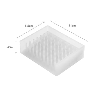 Yamazaki Home Self Draining Soap Tray - Floating Holder Dish for Sink, Silicone, No Assembly Req. | Self-draining soap tray with a slanted base that directs excess water back into the sink. Adds practical everyday storage. - color: Clear