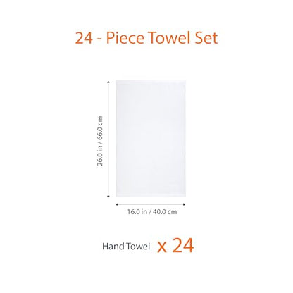 Amazon Basics Soft and Thick Cotton Hand Towels for Gym, Quick Drying, 16 x 26 in, White, 24-Pack - color: White, size: 24 Pack