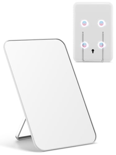 OMIRO 8 x 5 in Magnetic Locker Mirror, Desk Mirror for Shaving, White | Small Mirror with Foldable Bracket, Travel Mirror for Men and Women, with Powerful Magnet, for School, Distortion-Free, - color: White-magnetic, size: 8"L x 5"W