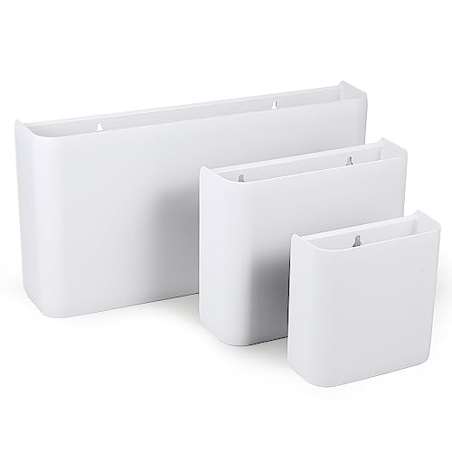 Picowe 3 PCS Magnetic Laundry Storage, Magnetic Storage Box for Laundry Room, Kitchen, Bathroom, Office, Space-Saving Trash Container Hanging on Dryer, Washer or Wall Mount Trash Bin (White) - size: L+ M + S - White