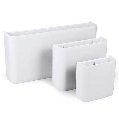 Picowe 3 PCS Magnetic Laundry Storage, Magnetic Storage Box for Laundry Room, Kitchen, Bathroom, Office, Space-Saving Trash Container Hanging on Dryer, Washer or Wall Mount Trash Bin (White) - size: L+ M + S - White