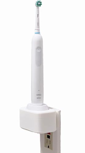 Burd - Electric Oral-B Tooth Brush Wall/Outlet Holder/Mount/Cord Organizer (Charger not Included), White