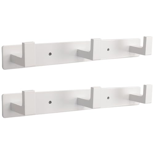 Coat Rack, Heavy Duty Stainless Steel 3 Tri Coat Hook Hanger, Wall Mounted Wall Hooks, Rustic Clothes Hook/Key Hook Rail for Bathroom Kitchen Entryway(2 Pack, 3 Hook White) - color: White, size: 3 Hook-2 Pcs