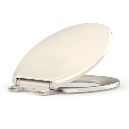 Round Toilet Seat, Soft Close Noiseless Lid, Slow Close Anti-Slam Design, American Standard Compatible,Almond - color: Almond, size: Round Seat