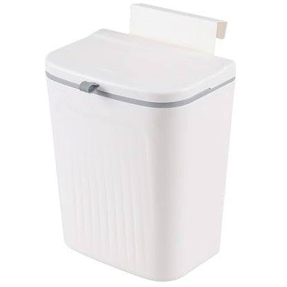 Xyskin 3.2 Gallon Hanging Trash Can with Lid, Kitchen Compost Bin | Wall Mounted Food Waste Bin, Counter Hanging Waste Bin, 12 L Space-Saving Design, White, Easy-Open Lid for Food Scraps