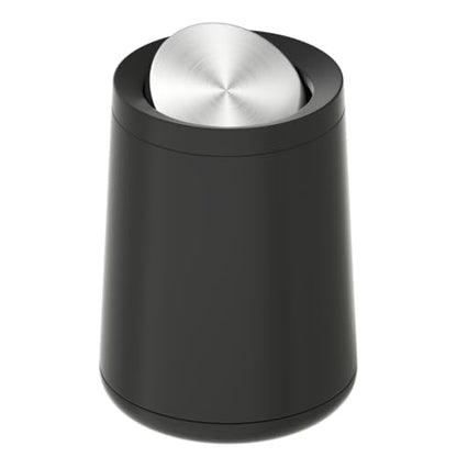 2.1 gallon/8L Black Trash Can,Waste Basket with Swing Cover,Metal,Stainless Steel,Large Capacity Garbage Can,for Bathroom,Living Room,Bedroom,Office,Hotel,Cafe - color: 32A black-8L