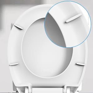 Round Toilet Seat Slow Close, Quiet Toilet Seat Cover with Never Loosen Durable Toilet Lid Easy to Install & Clean, Polypropylene (PP), 17"-White Color