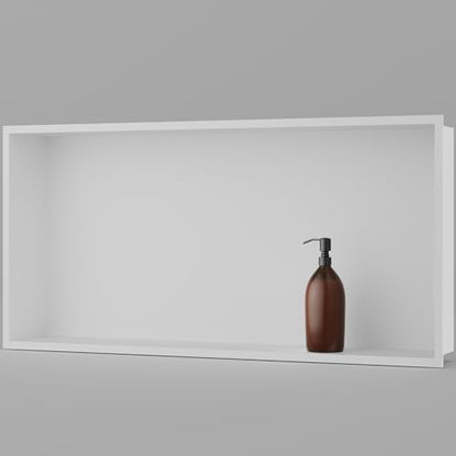 Achelous Stainless Steel Insert Shower Niche 24" X 12" NO Tile Needed, Bathroom Wall Niche Recessed Shower Shelf Organizer, Wall-Inserted Niche Recessed Shower Caddy, Matte White - color: Matte White, size: 24" X 12"