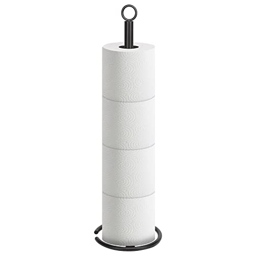 NearMoon Bath Toilet Paper Holder Stand, Freestanding Tissue Paper Storage with Reserve, Space Toilet 4 Rolls Holder for Bathroom/Kitchen Countertop-All Metal (1 Pack, Matte Black) - color: Matte Black