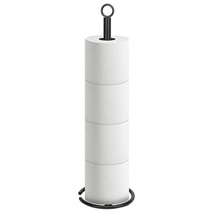 NearMoon Bath Toilet Paper Holder Stand, Freestanding Tissue Paper Storage with Reserve, Space Toilet 4 Rolls Holder for Bathroom/Kitchen Countertop-All Metal (1 Pack, Matte Black) - color: Matte Black