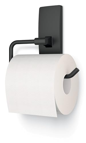 Command Toilet Paper Holder Matte Black with Water Resistant Command Strips, Rust Resistant Bathroom Organizer - color: Black