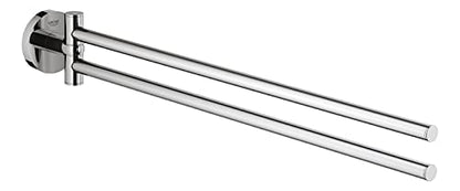 GROHE 40371001 Essentials Double Towel Bar, 18-Inch, Starlight Chrome - color: Starlight Chrome, size: 18 Inch