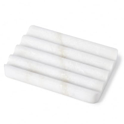 Soap Dish, Marble Soap Holder for Shower, Bar Soap Holder with Water Ripple Design, Easy Cleaning Soap Saver for Kitchen Sink，Bathroom, Executive African Natural Stone Soap Tray(Namib Bianco) - color: Namib Bianco