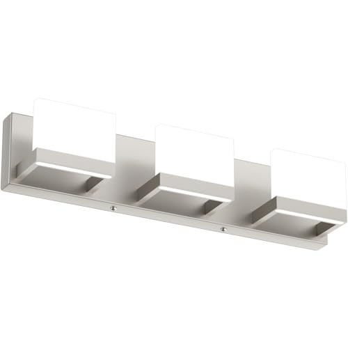 Tipace 3 Lights LED Modern Vanity Light Brushed Nickel Bathroom Lighting Fixture Up and Down Bathroom Wall Light Over Mirror(White Light 6000K) - color: Brushed Nickel, size: 3 Lights,21-inch