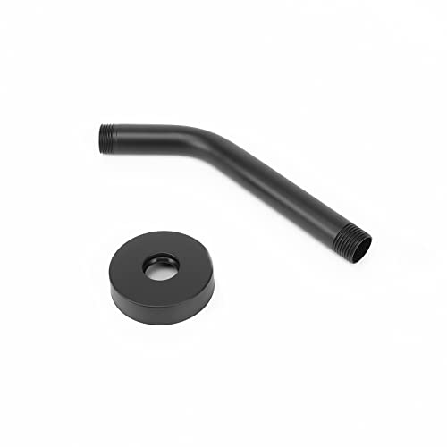 Shower Arm with Flange and Teflon Tape, Wall Mounted Shower Pipe 304 Stainless Steel Extension Arm for Fixed Shower Head & Handheld (6 Inch, Matte Black) - color: Matte Black, style: 6 Inch