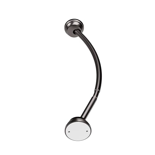 Zenna Home No Drill Curved Shower Curtain Rod, 32 - 40 Inches Adjustable Shower Rod for Small Tubs or Showers, Easy Install, Choice of No Drilling Tension or Wall Mount, Rustproof, Bronze