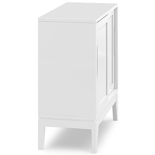 SIMPLIHOME Harper 48" Wide Solid Wood Storage Cabinet in Black - color: White, size: 30 inch
