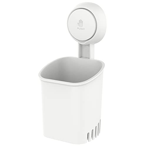 TAILI Suction Cup Toothbrush Holders for Bathroom Wall Mounted, White | Shower Toothbrush and Toothpaste Holder, Drill-Free 1S Installtion, Removable Powerful Suction Cup Organizer, Self-draining - color: White