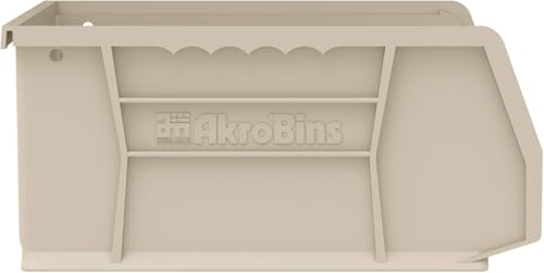 Akro-Mils 30235 AkroBins Plastic Storage Bins, 11"x11"x5", Stone, 6-Pack | Space-Saving Stackable Bins for Garage, Pantry, Craft Organization - color: Stone