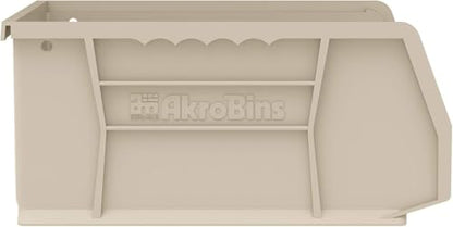Akro-Mils 30235 AkroBins Plastic Storage Bins, 11"x11"x5", Stone, 6-Pack | Space-Saving Stackable Bins for Garage, Pantry, Craft Organization - color: Stone