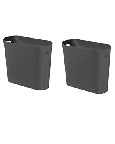 Bathroom Small Trash Can, 3 Gallon Slim Plastic, Set of 2, Black - color: 2pack-Black