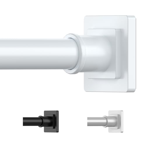 UIOSANRT White Shower Curtain Rod 31-68 Inches Non-Slip Shower Rod Tension Mounted No Drill Shower Curtain Rods Spring Tension Rod Adjustable Tension Curtain Rod for Windows Bathroom - color: White, size: 31"-68"