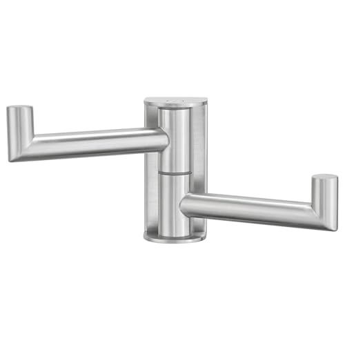 Aomasi Brushed Nickel Double Swivel Towel Hook, 304 Stainless Steel Folding Clothes Hanger, Wall Mounted - color: Brushed Nickel, size: 1 Pack