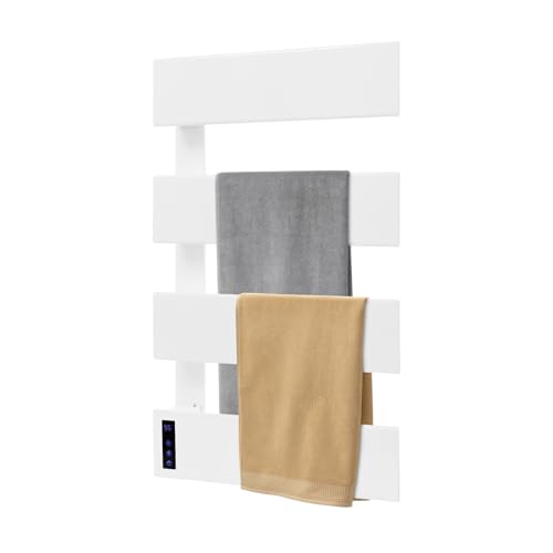 Electric Towel Warmer, Electric Towel Warmer Heater - Wall Mounted 4-Tier Heated Towel Rack with LED Screen, Bath Towel Dryer for Bathroom, 17.72 x 29.53 Inch (White) - color: White