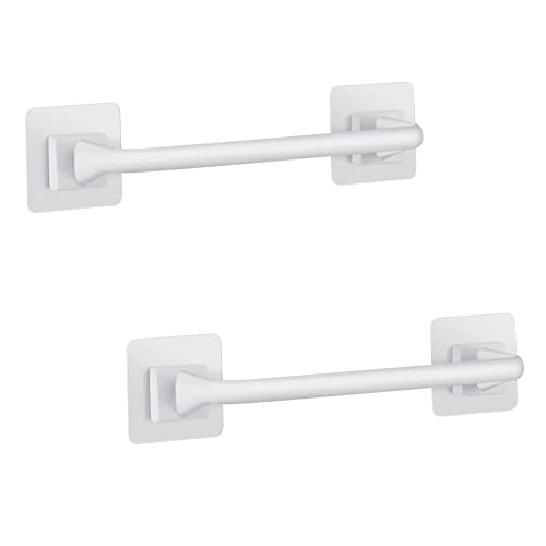 Liitrton 2 Pack Adhesive Towel Bar, No Drill 8 Inch Bath Towel Rack, White | Plastic Hand Towel Holder, Self Adhesive Design for Bathroom, Hotel & Kitchen Towel Storage - color: White, size: Small