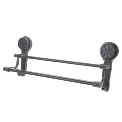 Double Suction Cup Towel Bar Rack 40cm Gunmetal Gray No Drill Wall Mount Bathroom Towel Holder Bathroom Accessory Space-Saving No-Punch Installation