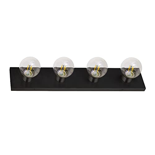 Design House Vanity Lights, 4 Linear Lights, Dimmable, Horizontal or Vertical Use, Uses (4) 60W Bulbs, for Bathroom/Makeup Vanity, Matte Black, 24.0. in. L x 4.33 in. H x 2.0 in. D, 588574-BLK - color: Matte Black