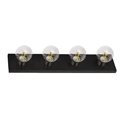 Design House Vanity Lights, 4 Linear Lights, Dimmable, Horizontal or Vertical Use, Uses (4) 60W Bulbs, for Bathroom/Makeup Vanity, Matte Black, 24.0. in. L x 4.33 in. H x 2.0 in. D, 588574-BLK - color: Matte Black