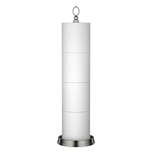 ROLABAM Heavy Weighted Toilet Paper Holder (with Reserve Function) Free Standing Toilet Paper Storage，Spare Toilet Paper Roll Holder Storage Stand for Bathroom Total Height 22.5" ，Brushed Nickel - color: Brushed Nickel