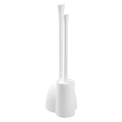 iDesign Toilet Bowl Brush and Plunger Combo Set, White | Plastic, Bathroom Cleaning, Storage - color: White, style: Pack of 1