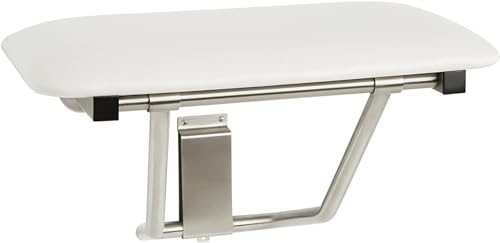 Seachrome 22" Wall Mount White Padded Folding Shower Bench Seat for Inside Shower - color: White, size: 22 in
