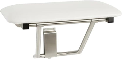 Seachrome 24" Wall Mount White Padded Folding Shower Bench Seat for Inside Shower - color: White, size: 24 in