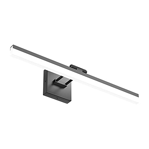 Ralbay 24" LED Modern Black Vanity Light 14W Adjustable Matte Black Bathroom Vanity Light Modern LED Bathroom Vanity Light Fixtures Over Mirror (6000K Cool White Light) - color: Black, size: 24 inch