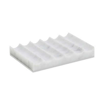 Luxurious Marble Soap Dish Jewelry Ring Tray - Rectangle Stone Soap Tray & Saver for Shower – Self Draining Soap Holder for Bathroom, Kitchen,Carrara White - color: Carrara White